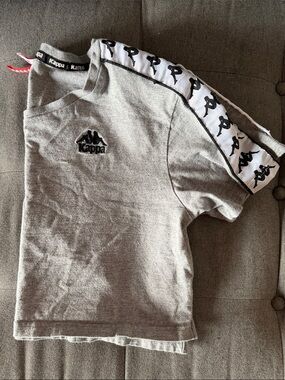 Kappa Heather Gray Tee with Black Logo Tape